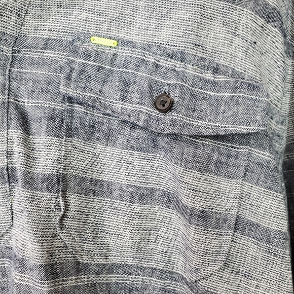 Buffalo David Bitton Linen Roll Tab Sleeve Hooded Quarter Button LS Shirt SZ L - Picture 6 of 13